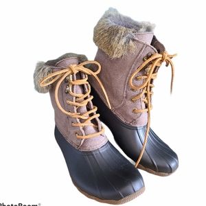 Sperry White Water Faux Fur Trim Duck Boots